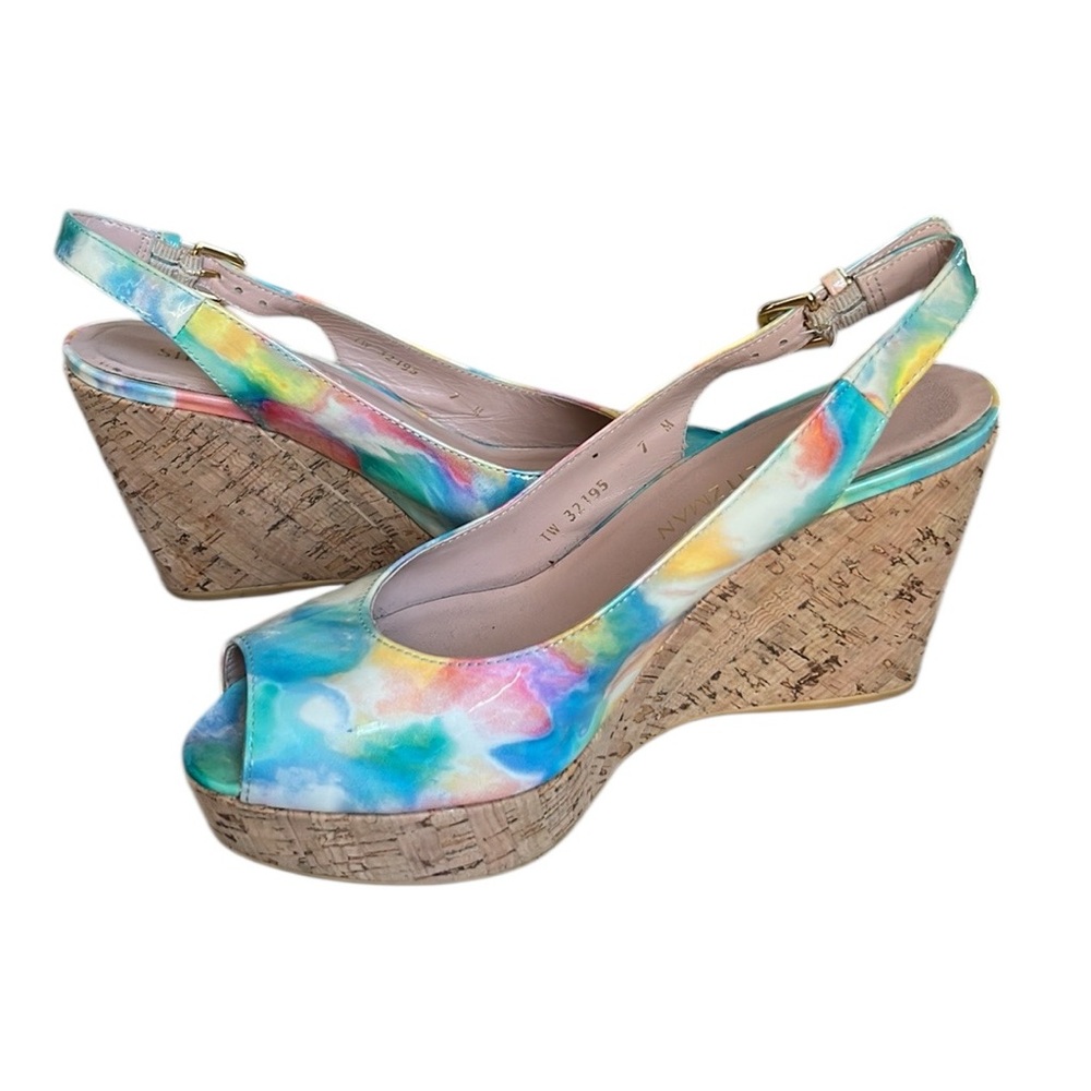 STUART WEITZMAN
Jean Patent Leather Slingback Wedge Sandals